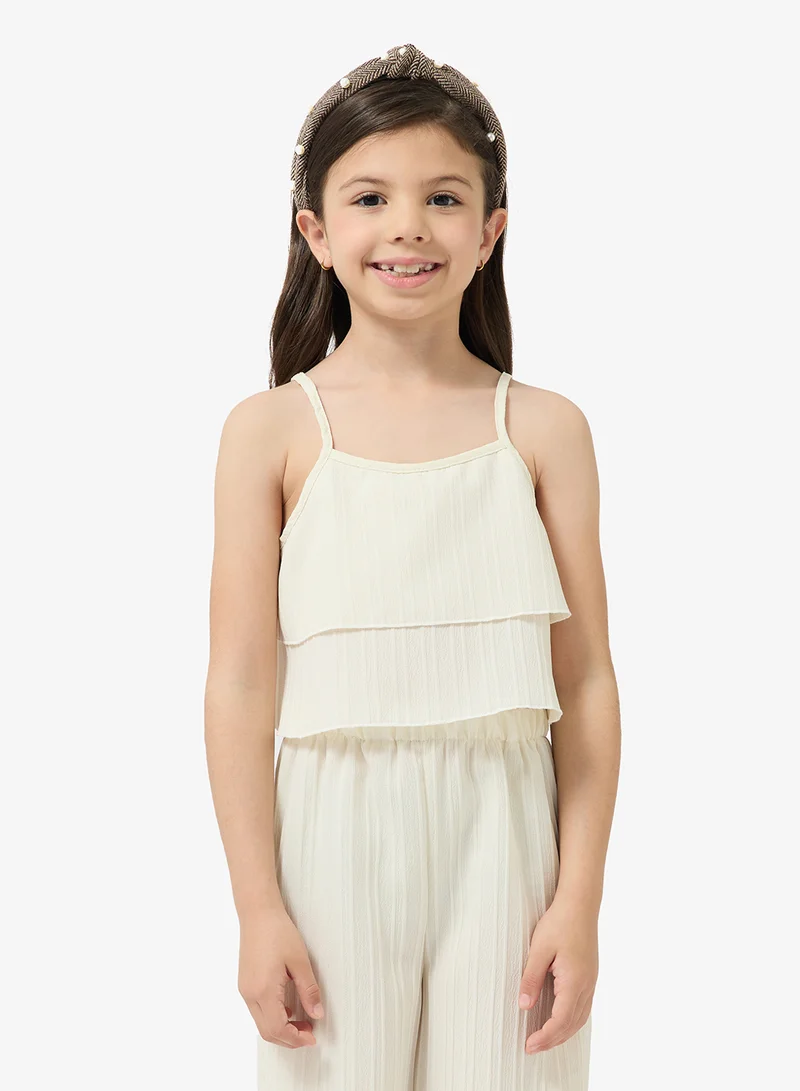 Pinata  White Strappy Frill Top and Pants Set for Women | Best Price UAE